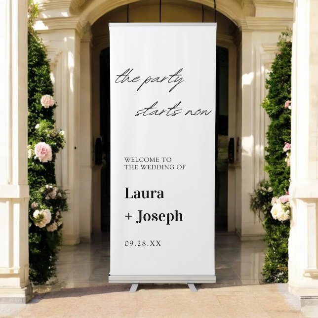 Elegant Minimalist Simple Classy Wedding Welcome Retractable Banner (Elegant minimalist wedding welcome banner creates a classy, warm first impression.)
