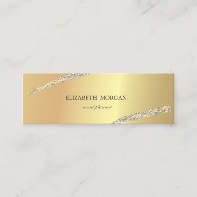 Elegant  Minimalist,Simple Gold Glitter Line Mini Business Card (Front)