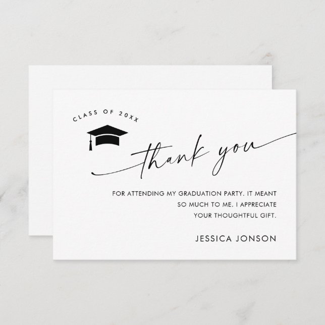 Elegant Minimalist Simple Graduation Thank You Card (Front/Back)