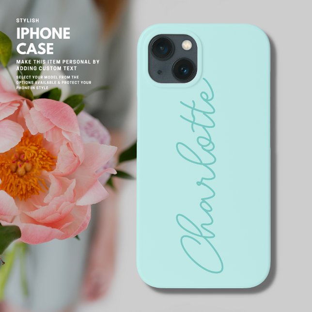 Elegant Minimalist Simple Green Script Monogram Case-Mate iPhone Case (Creator Uploaded)