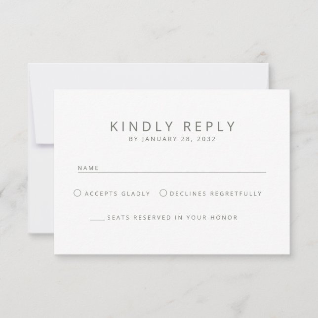 Elegant minimalist simple mix and match wedding RSVP card (Front)