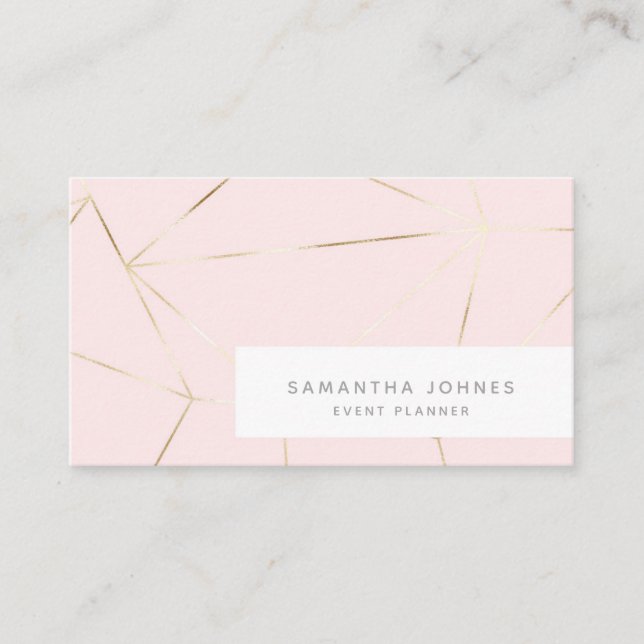 Elegant Minimalist Simple Modern Blush Pink Gold Business Card (Front)