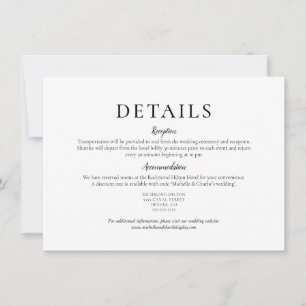 Elegant Minimalist Simple Wedding Details Invitation
