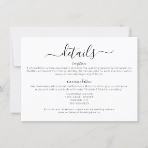 Elegant Minimalist Simple Wedding Details Invitation