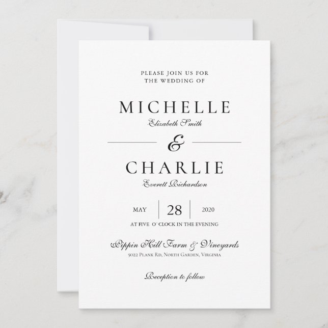 Elegant Minimalist Simple Wedding Invitation (Front)