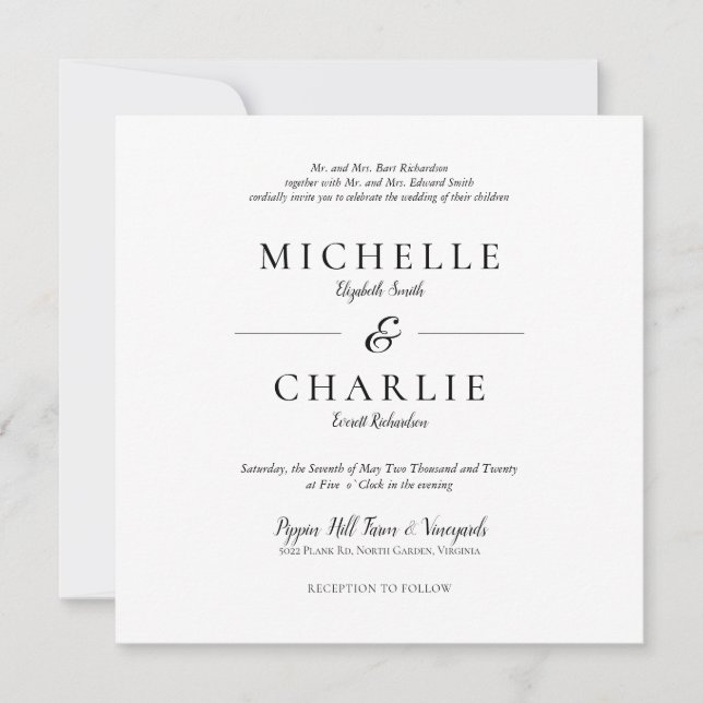 Elegant Minimalist Simple Wedding Invitation (Front)