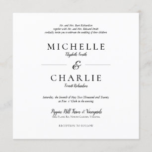 Elegant Minimalist Simple Wedding Invitation