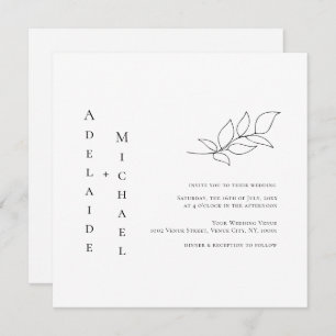 Elegant Minimalist Simple White Wedding Invitation