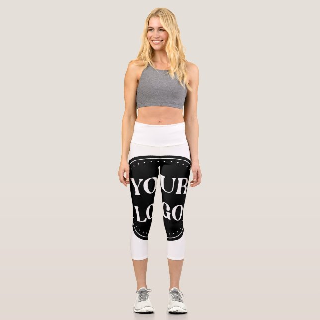 Elegant, Minimalist & Sleek Black QR Code Logo  Capri Leggings (Front)