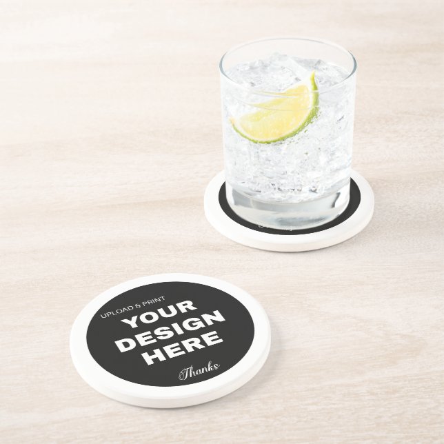 Elegant, Minimalist & Sleek Black QR Code Logo  Coaster (Side)