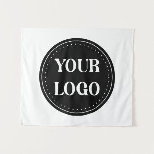 Elegant, Minimalist & Sleek Black QR Code Logo Tapestry
