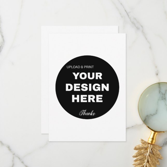 Elegant, Minimalist & Sleek Black QR Code Logo  Thank You Card (Front/Back In Situ)
