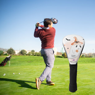 Elegant Minimalist Snoopy: Happy Halloween Pink Golf Head Cover