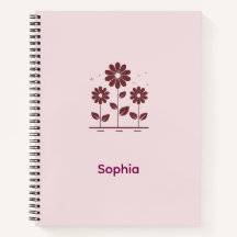 Elegant Minimalist Spiral Journal with Flowers