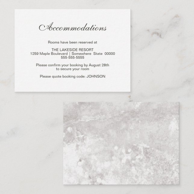 Elegant Minimalist Stone Wedding Accommodations Enclosure Card (Front/Back)
