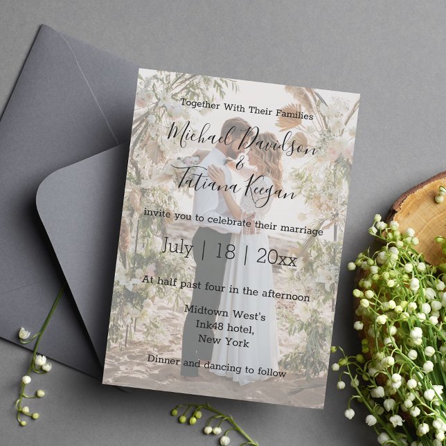 elegant minimalist stylish wedding  photo faded invitation (Creator Uploaded)