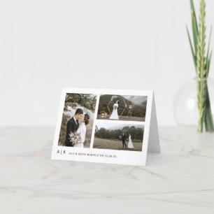 Elegant Minimalist Stylish Wedding Photo Folded Thank You Card