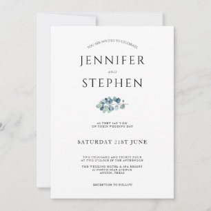 Elegant Minimalist Stylish White Wedding Invitation