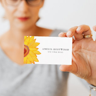 Elegant Minimalist Sunflower Business Card