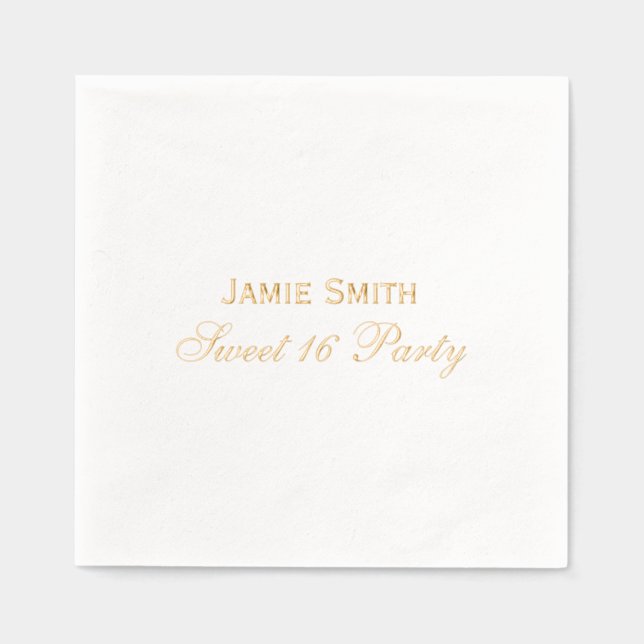 Elegant Minimalist Sweet Sixteen Party  Foil Napkins (Front)