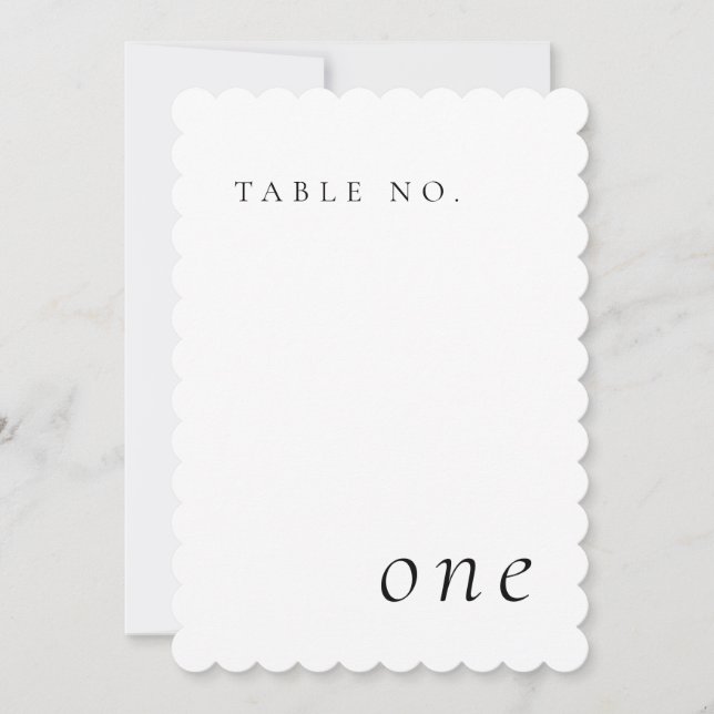 Elegant Minimalist Table Number Card (Front)