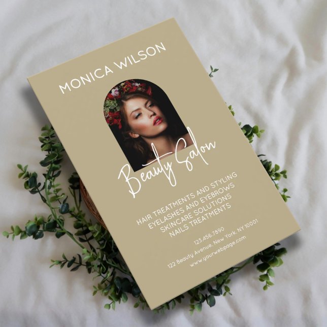Elegant minimalist tan beauty salon flyer (Creator Uploaded)