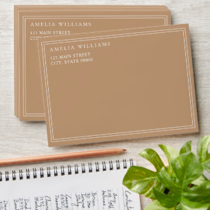 Elegant Minimalist Tan Two Border Envelope