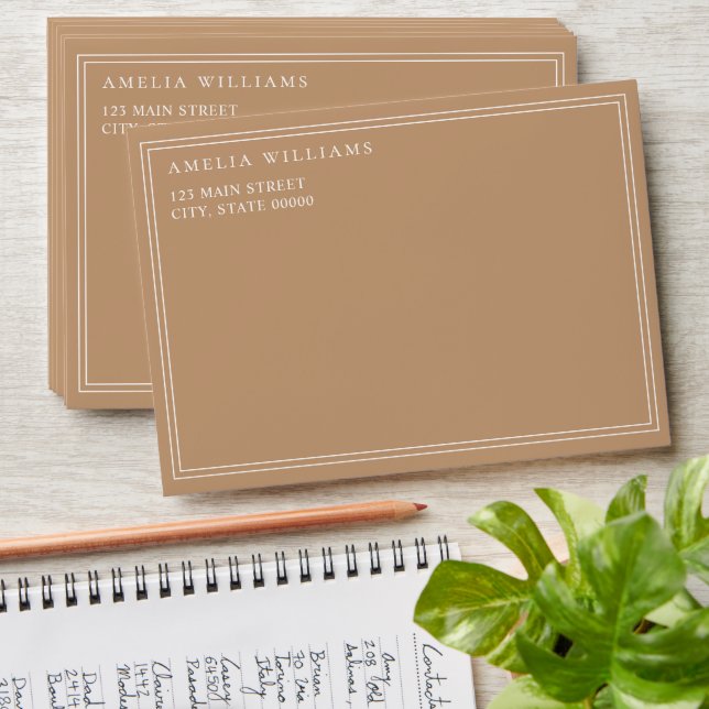 Elegant Minimalist Tan Two Border Envelope (Stacked)