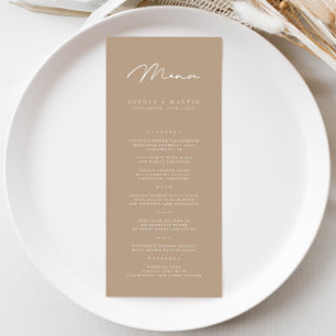Elegant Minimalist Taupe Wedding Menu