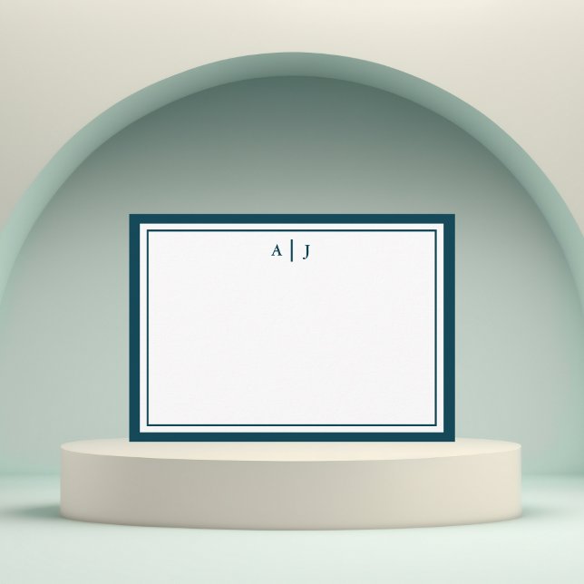 Elegant Minimalist Teal Blue Monogram Card (Creator Uploaded)
