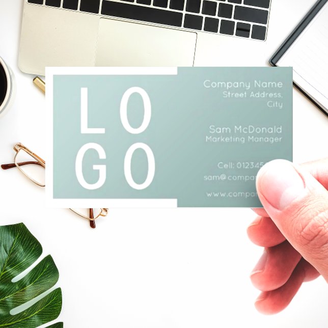 ELEGANT MINIMALIST TEMPLATE DESIGN LOGO SAGE GREEN BUSINESS CARD (Creator Uploaded)