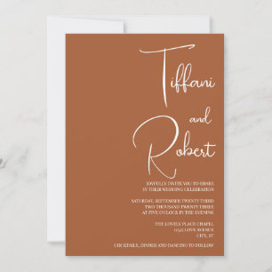 Elegant Minimalist Terracota Wedding  Invitation