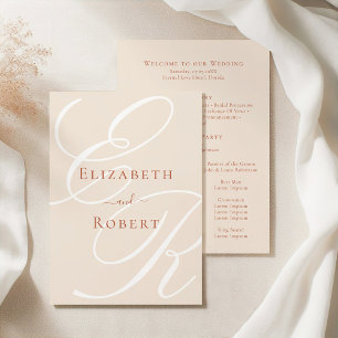 Elegant Minimalist Terracotta Monogram Wedding Programme