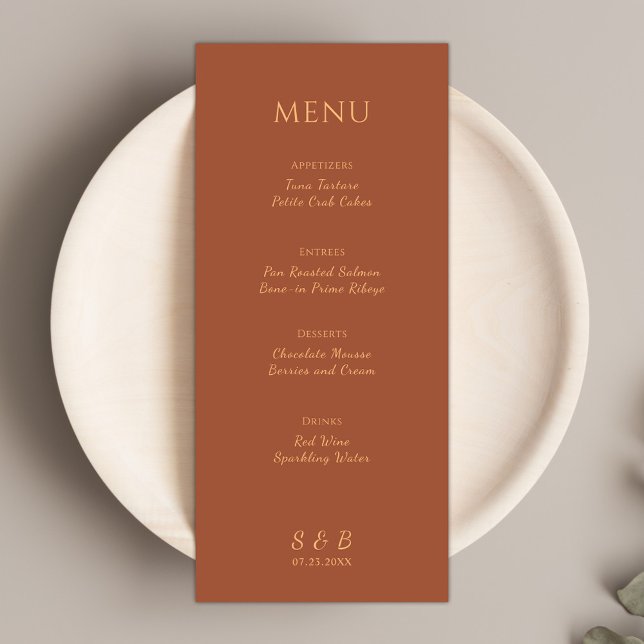 Elegant Minimalist Terracotta Wedding Menu (Elegant Minimalist Terracotta Wedding Menu)