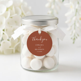 Elegant Minimalist Terracotta Wedding Thank You Classic Round Sticker