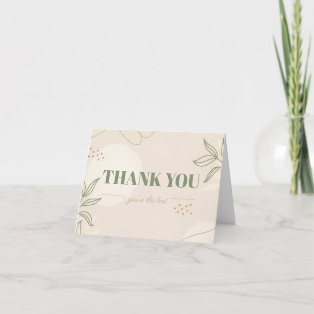 Elegant Minimalist Thank You Card with Botanical D (Front)