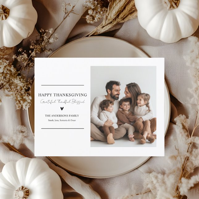 Elegant Minimalist Thanksgiving Family Photo Card  (Creator Uploaded)