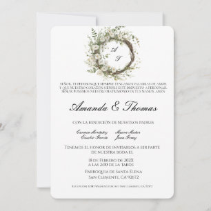 Elegant minimalist theme Spanish wedding Invitation
