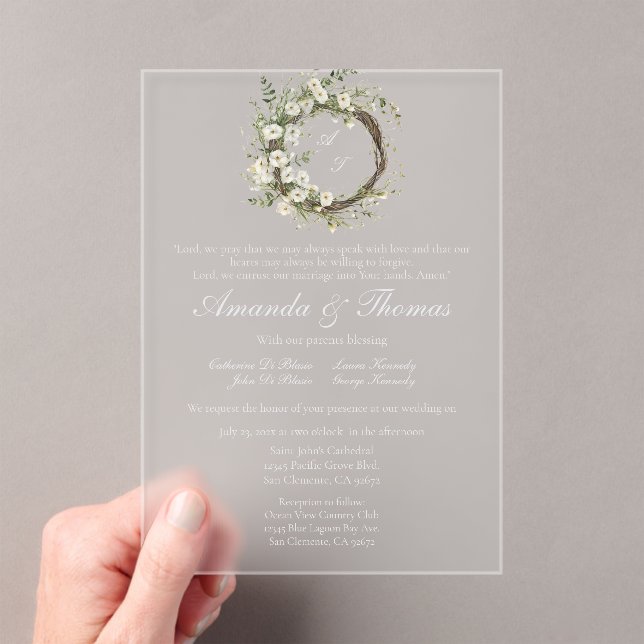 Elegant minimalist theme wedding acrylic invitations (Insitu (Handheld))