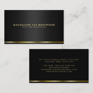 Elegant Minimalist Thin Gold Line on Black Business Card