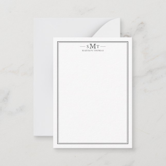 Elegant Minimalist Three Letter Monogram Card (Front)