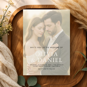 Elegant Minimalist Transparent Photo Wedding Invitation