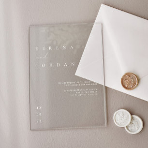 Elegant Minimalist Transparent Wedding Acrylic Invitations
