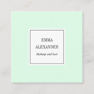 Elegant minimalist trendy pastel mint green modern square business card