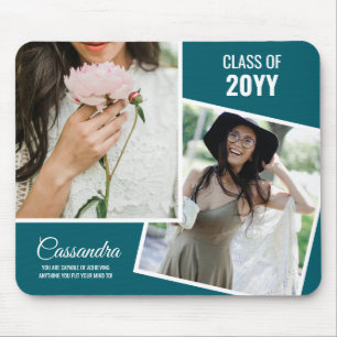 Elegant Minimalist Two Photo Graduate Graduation Mouse Mat