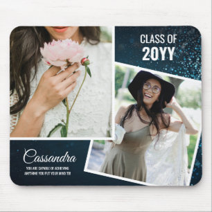 Elegant Minimalist Two Photo Graduate Graduation Mouse Mat