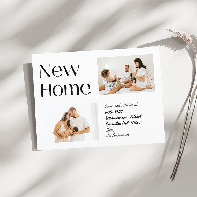 Elegant Minimalist Two Photo New Home Moving Announcement Postcard (Creator Uploaded)