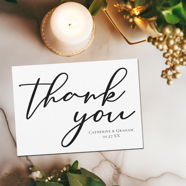 Elegant Minimalist Typography Wedding Personalised Thank You Card (Creator Uploaded)