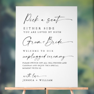 Elegant Minimalist Unplugged Wedding Ceremony Acrylic Sign