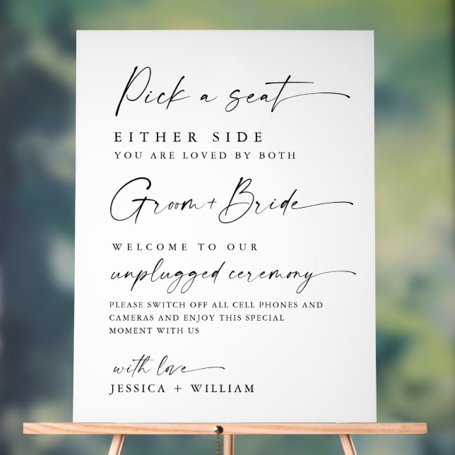 Elegant Minimalist Unplugged Wedding Ceremony Acrylic Sign (Neutral)